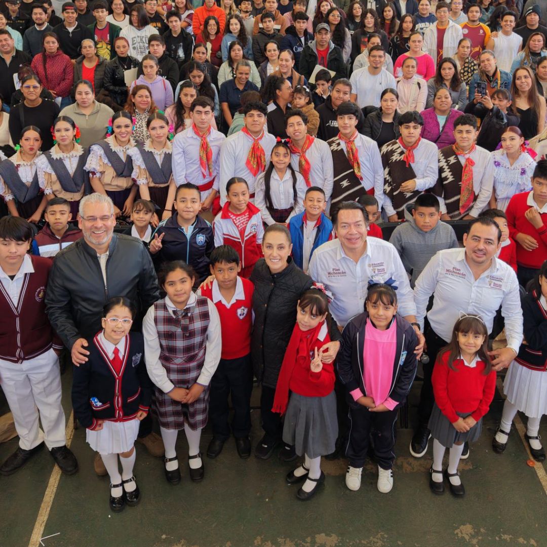 Presidenta Claudia Sheinbaum hoy en Michoacán. Foto: Gobierno de México